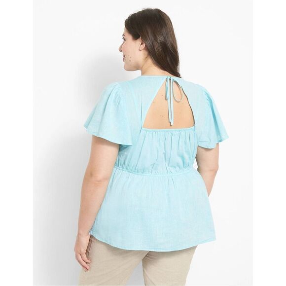 Lane Bryant Scoop Neck Peplum Linen Blend Top Sz 26 Capri SOLD OUT - Picture 2 of 11